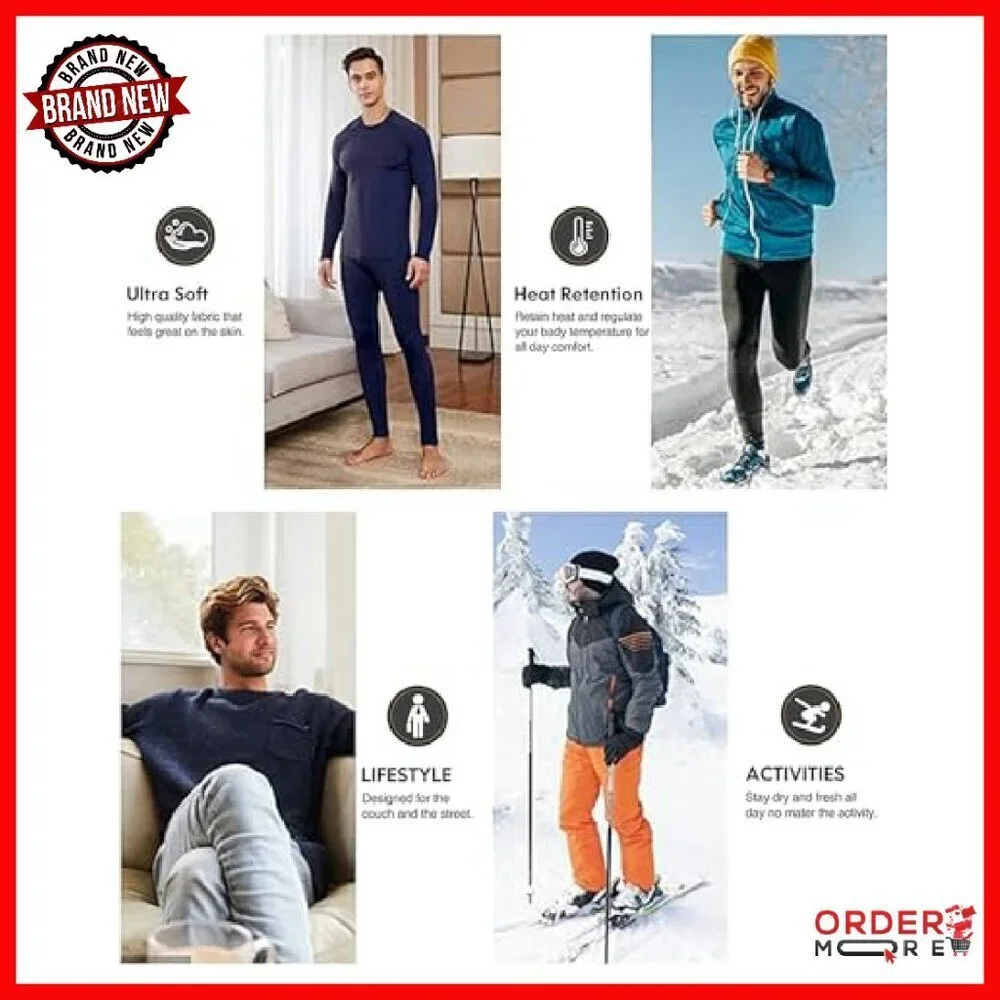 Men's Thermal Fleece Lined Compression Shirt Long Sleeve Base Layer